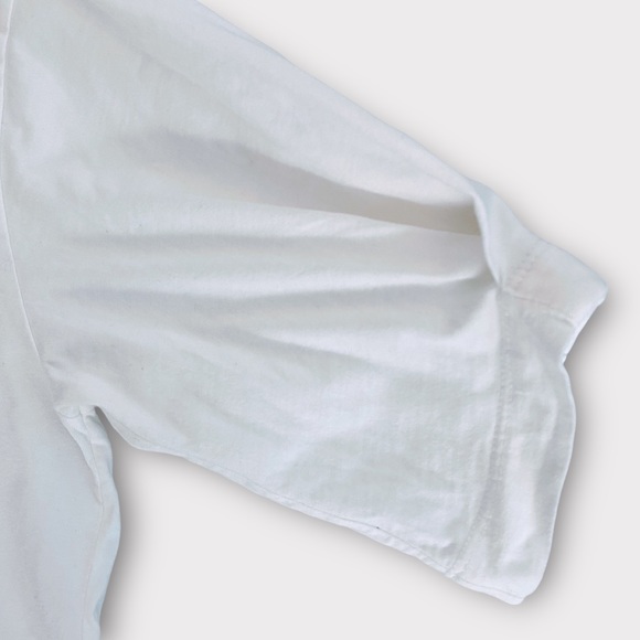 Le Lis Blanc Deux Women’s Top Boxy Crop Folded Elbow Length Sleeve Crisp White - Picture 2 of 6